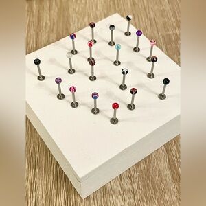 20 Pcs - 16g Surgical Stainless Steel Labret/Ear Studs NWT